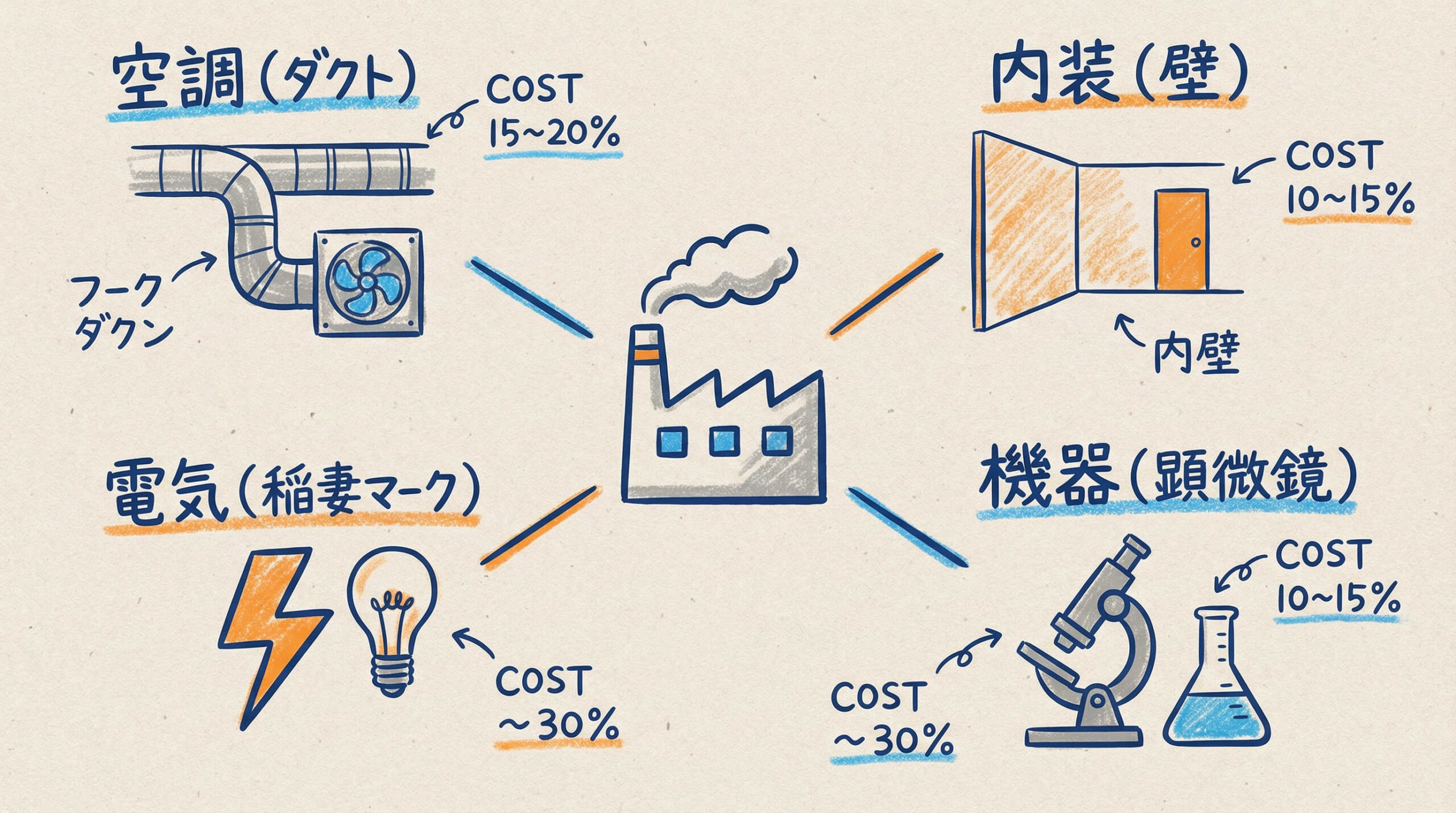 クリーンルーム建設費用の内訳とコスト構造