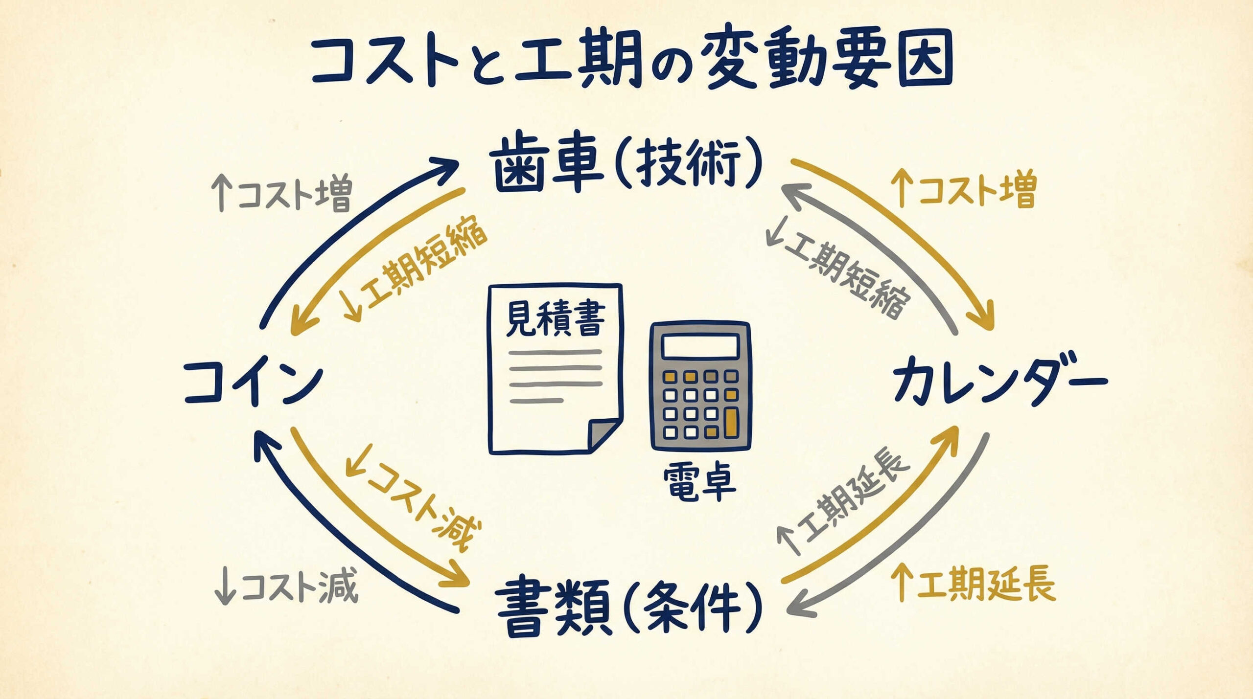 建設コストと工期に影響を与える主な変動要因