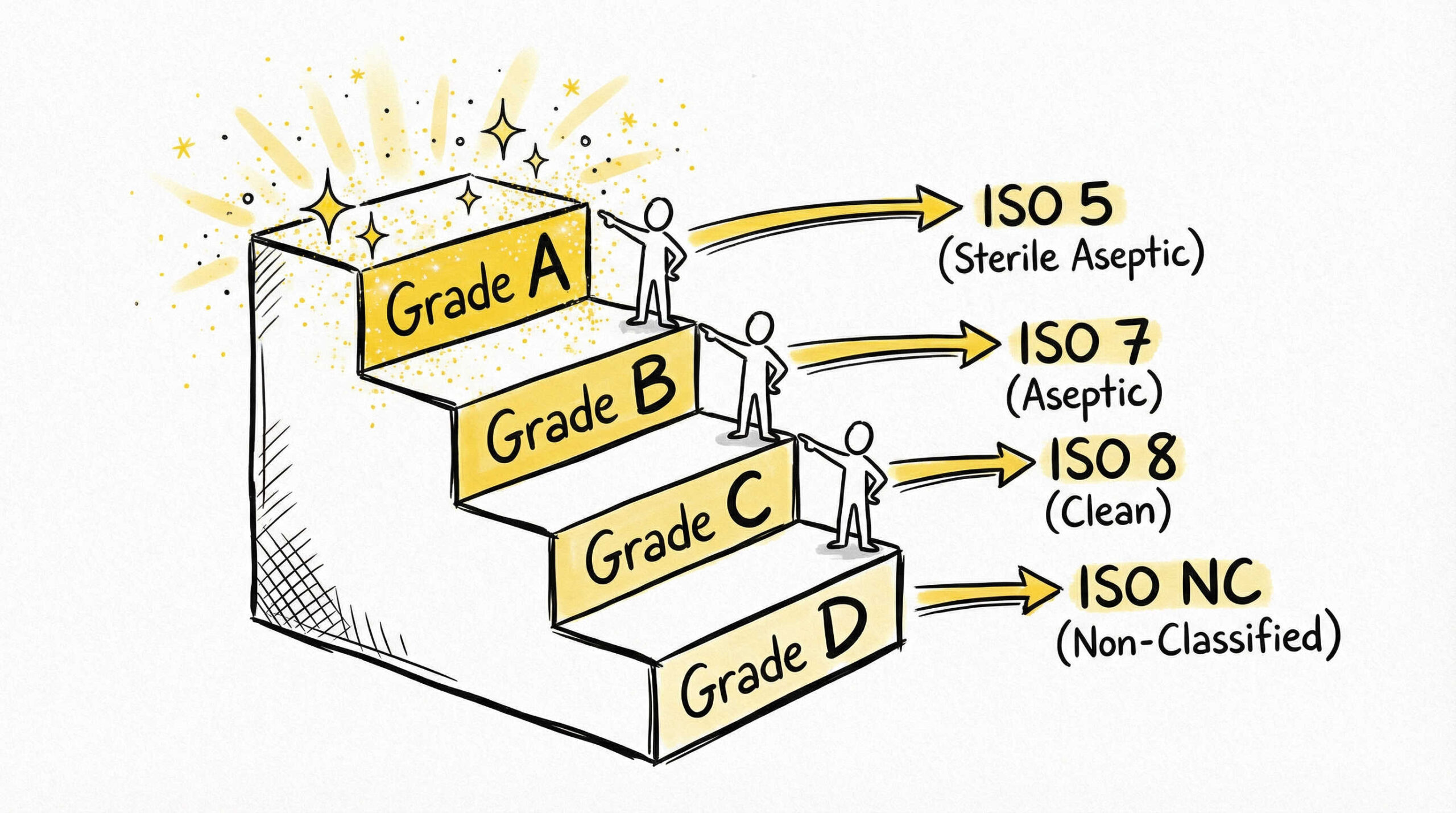 GMPグレード（A・B・C・D）ごとの詳細要件とISOクラス換算